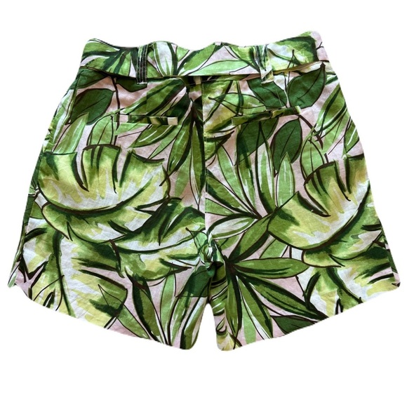 Women's Tommy Bahama Green High Waist Leaf Print Linen Beach Shorts Size 10 - Picture 2 of 6